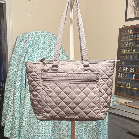 Vera Bradley Handbags - Vera Bradley Quilted Silver Work Tote Bag